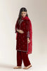 Embroidered Velvet Maroon Teens 3PC