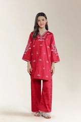 Embroidered Jacquard Red Teens 2PC