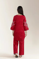 Embroidered Jacquard Red Teens 2PC