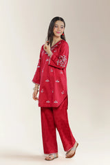 Embroidered Jacquard Red Teens 2PC