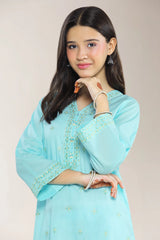 Embroidered Cambric Blue Teens 2PC
