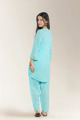 Embroidered Cambric Blue Teens 2PC