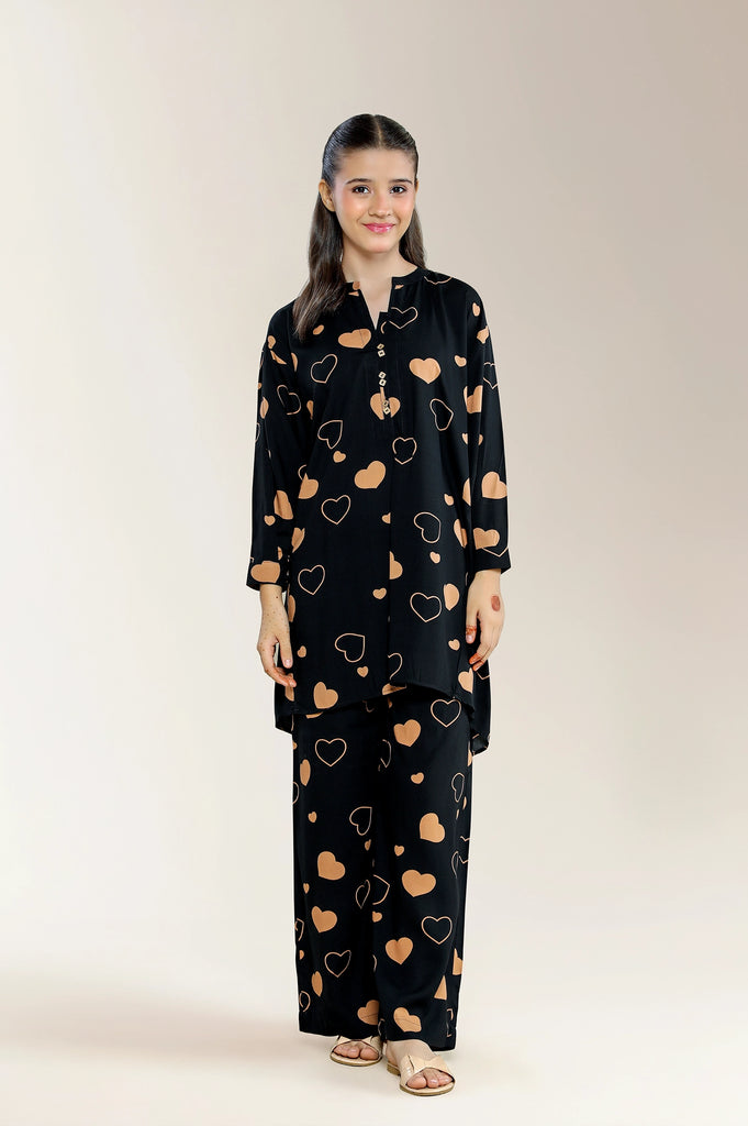 Printed Linen Black Teens 2PC