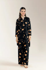 Printed Linen Black Teens 2PC
