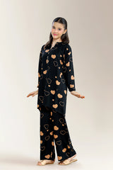 Printed Linen Black Teens 2PC