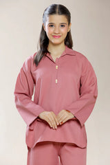 Polyester Dobby Pink Teens 2PC