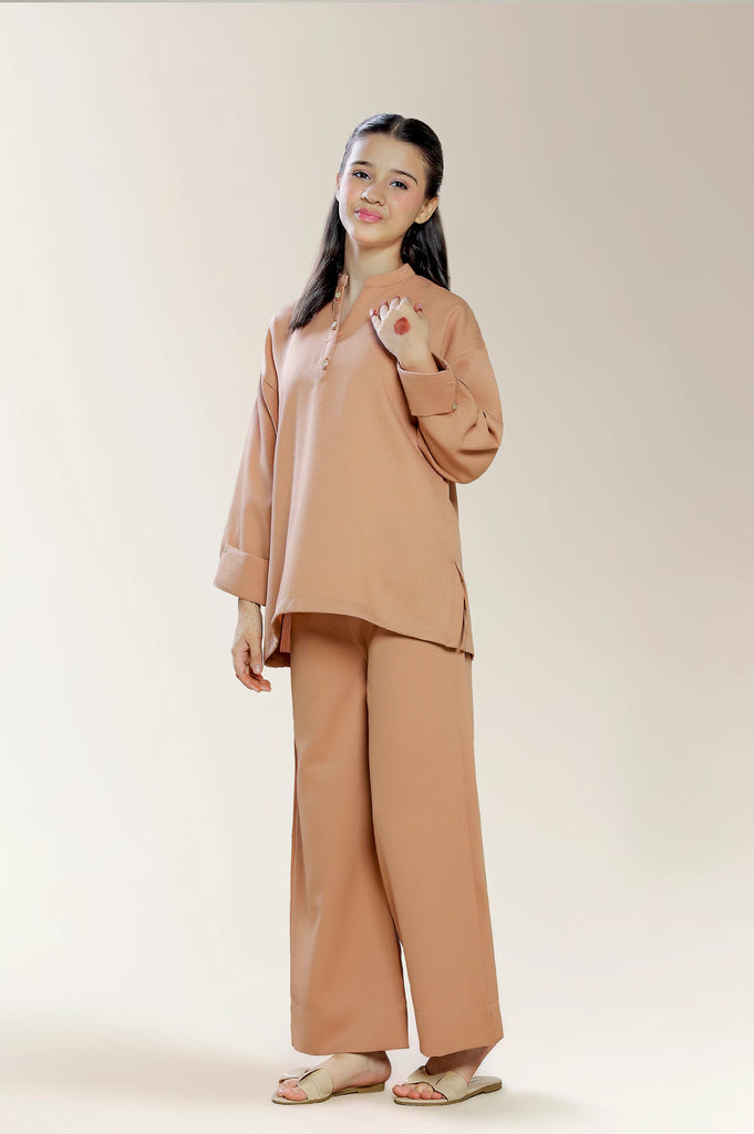 Polyester Dobby Brown Teens 2PC