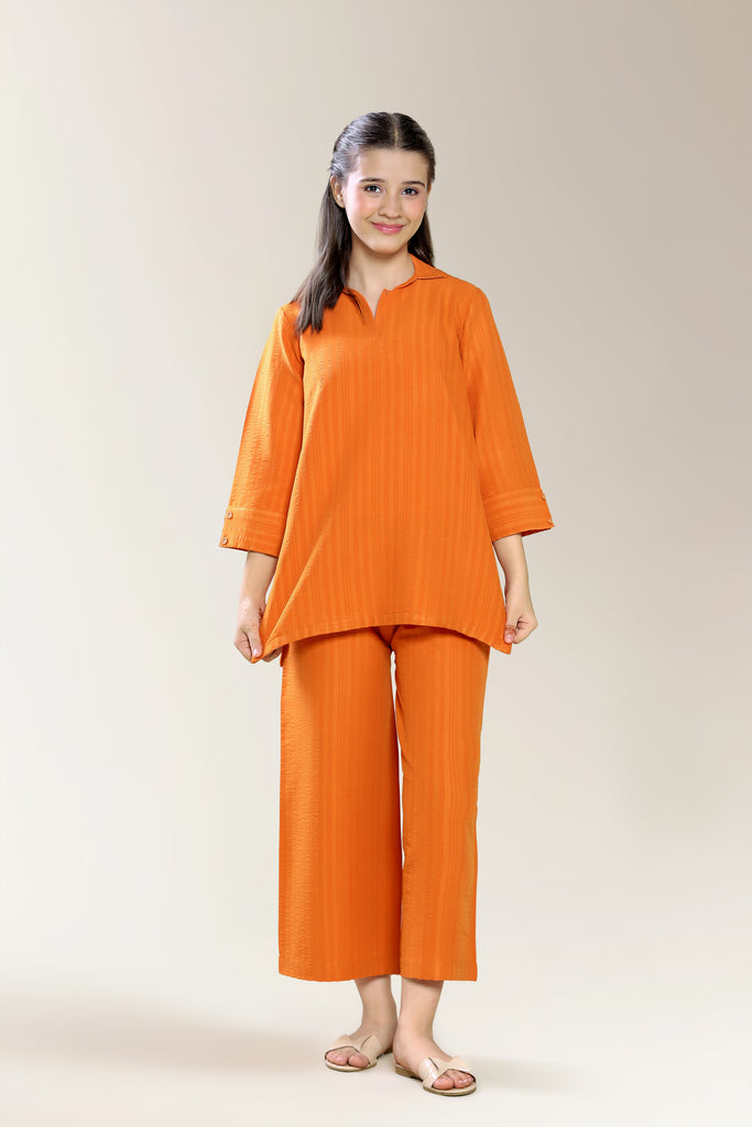 Polyester Dobby Orange Teens 2PC