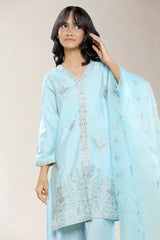 Embroidered Ice Blue Teens 3PC