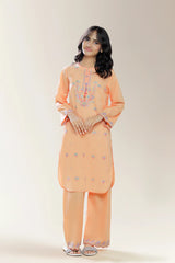 Embroidered Peach Teens 2PC