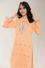 Embroidered Peach Teens 2PC