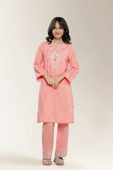 Embroidered Peach Teens 2PC