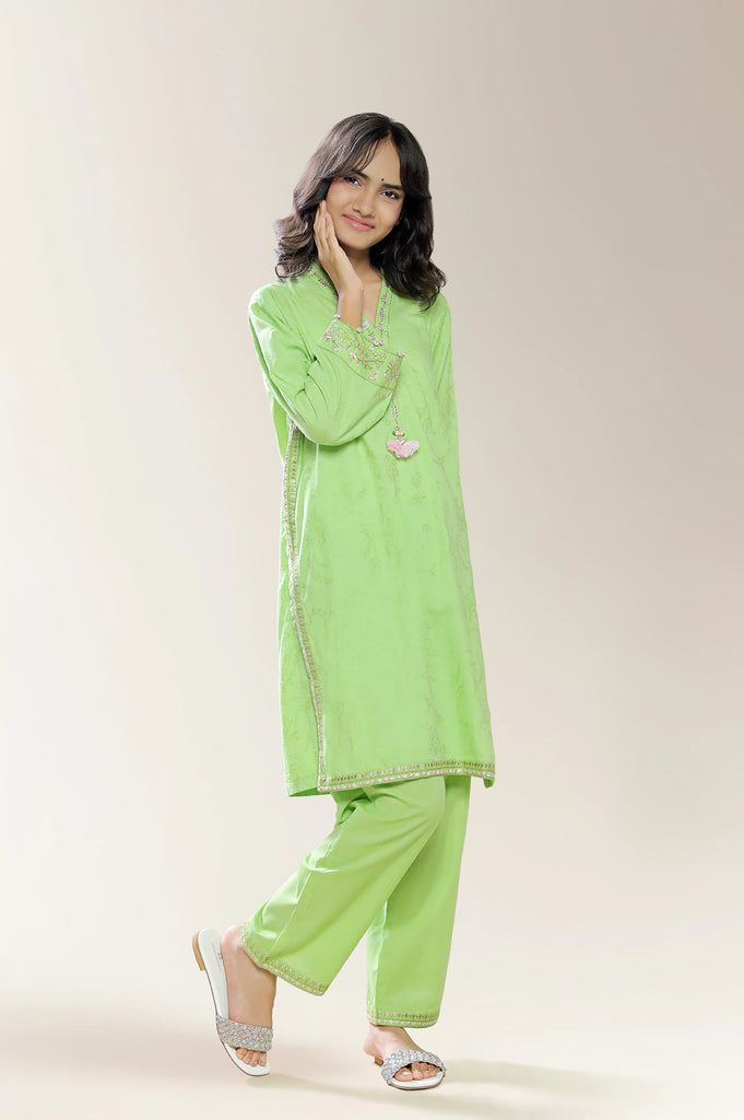 Embroidered Green Teens 2PC