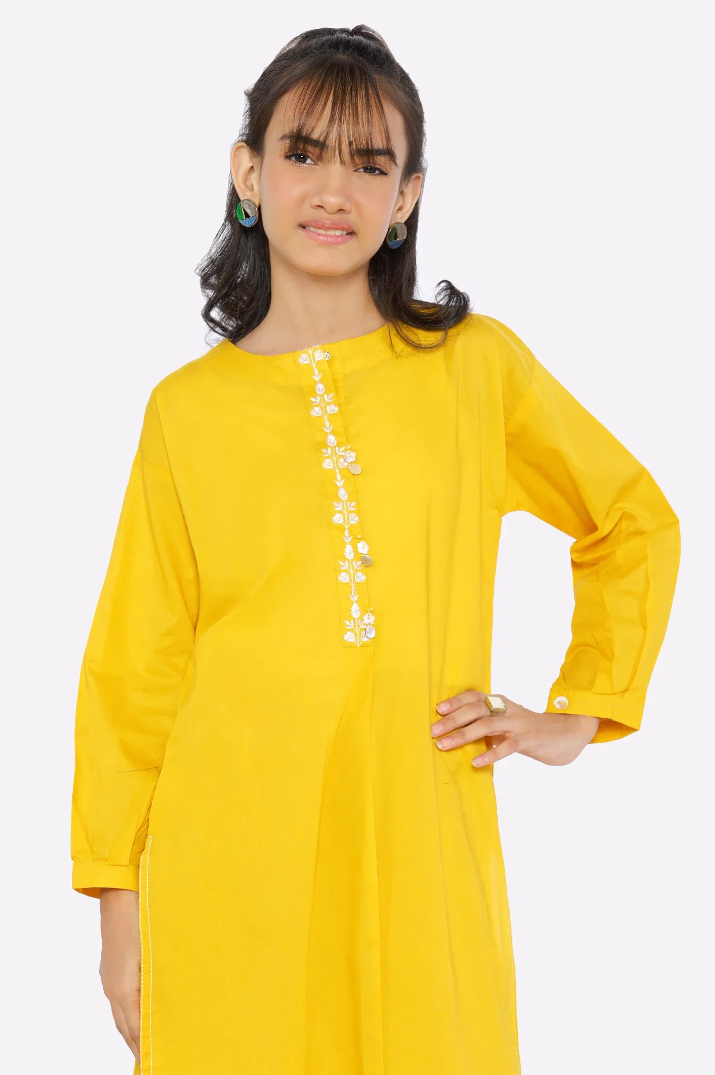 Yellow Embroidered Teens 2PC From Sohaye By Diners