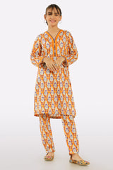 Orange Printed Teens 2PC