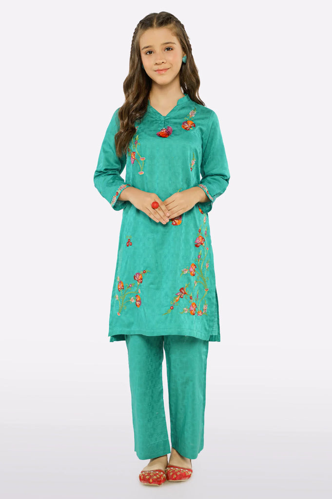 Sea Green Embroidered Teens 2PC