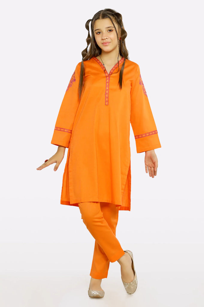 Orange Embroidered Teens 2PC