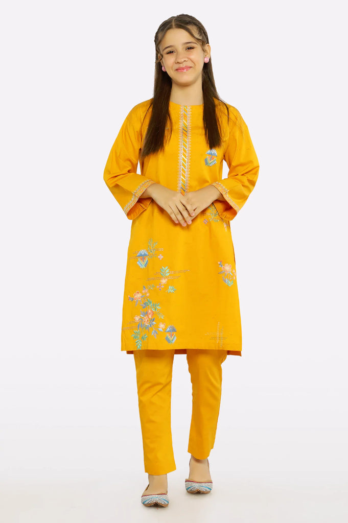 Yellow Embroidered Teens 2PC