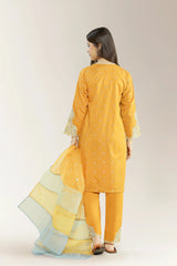 Embroidered Jacquard Mustard Teens 3PC