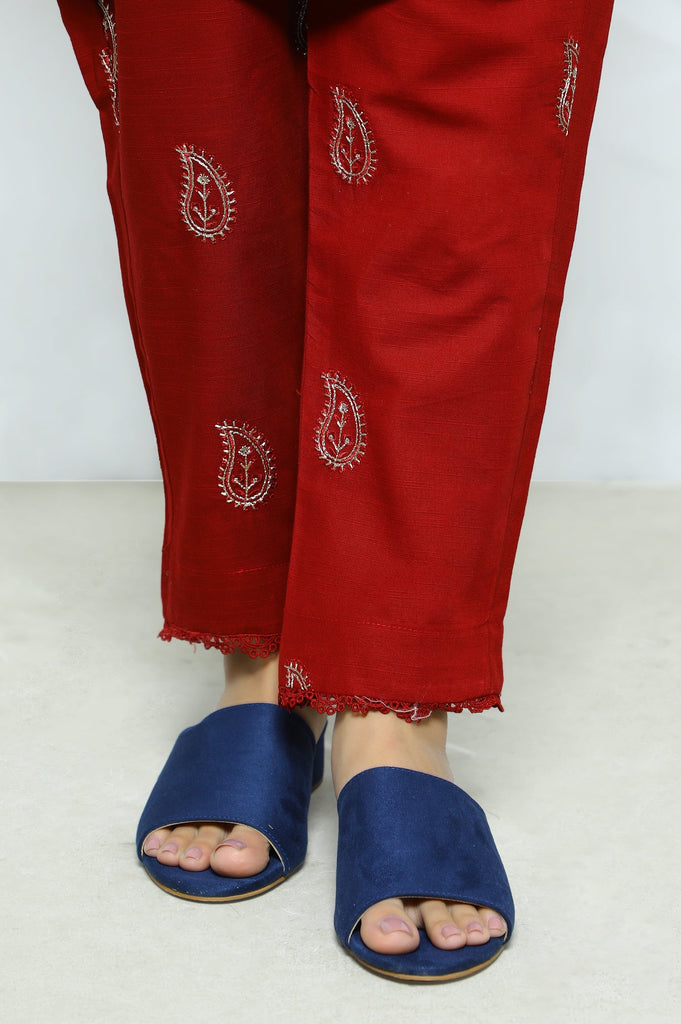 Maroon Khaddar Trouser From Sohaye By Diners