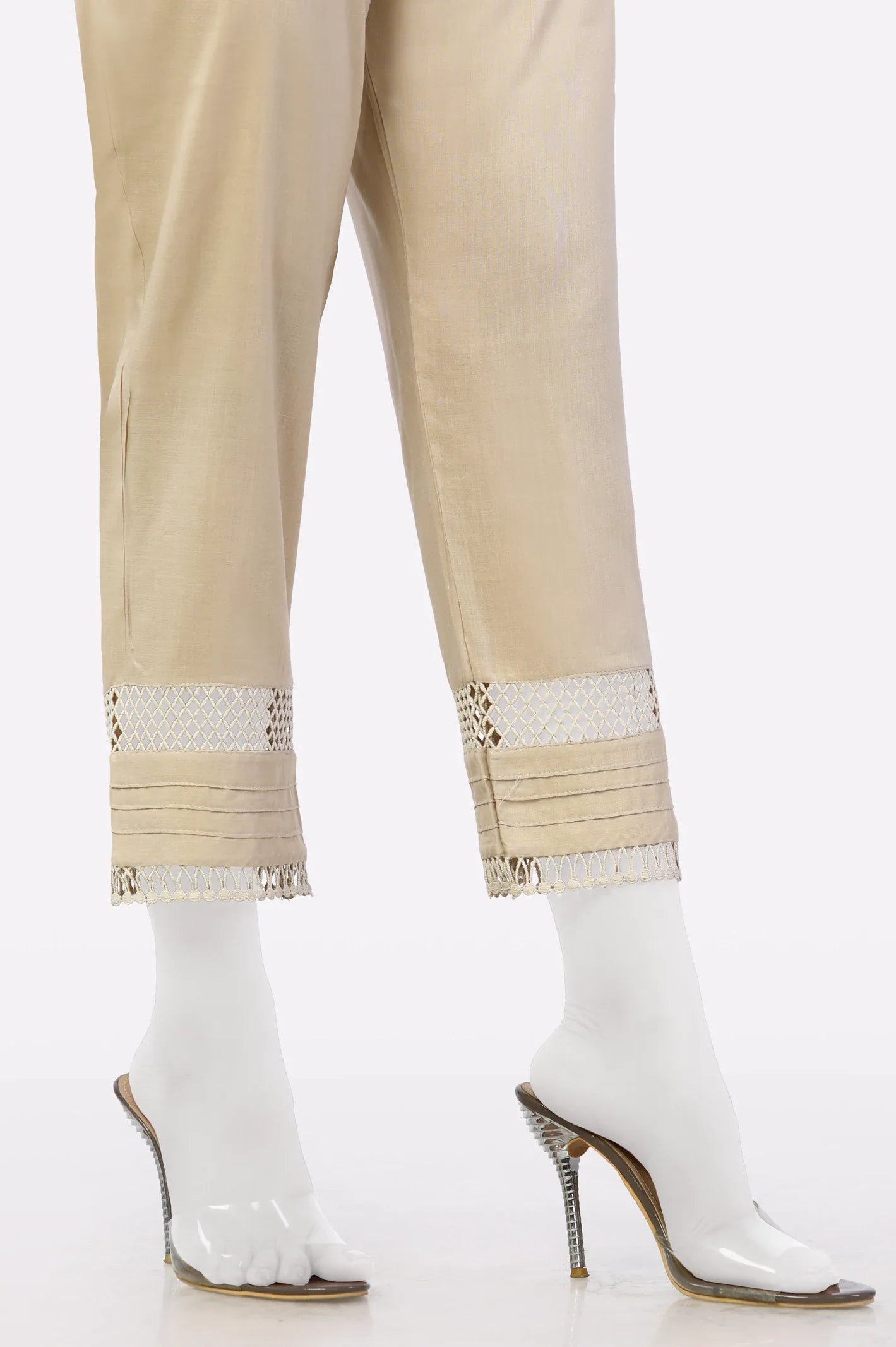 Classic Viscose Beige Trouser for Women 