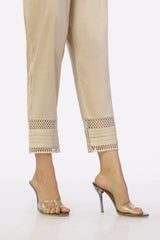 Women Classic Beige Viscose Trouser