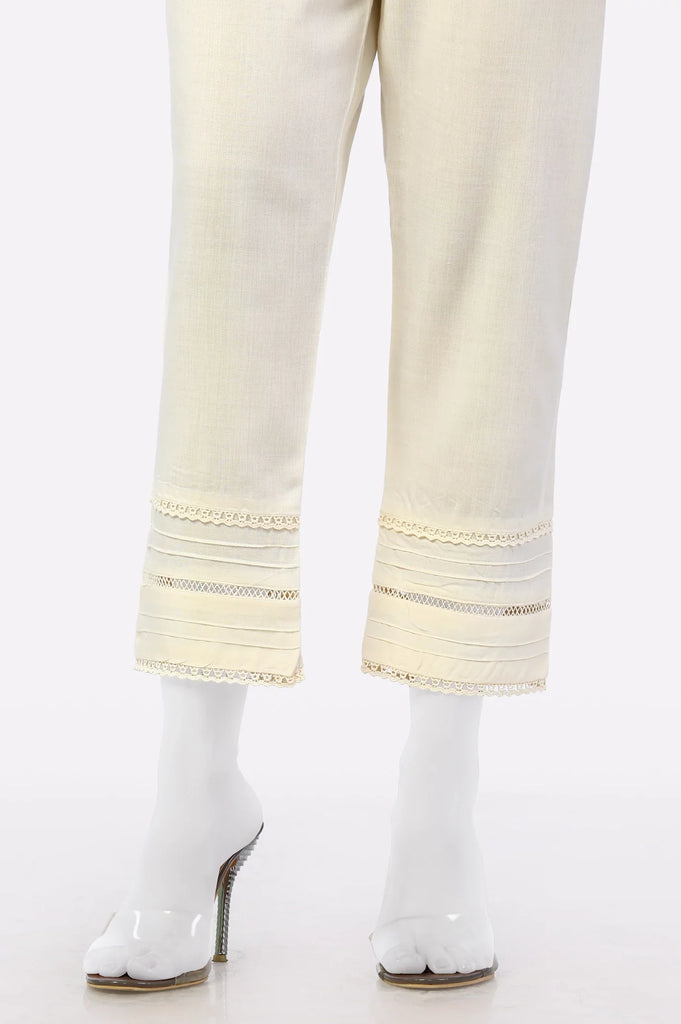 Off White Viscose Trouser for Women