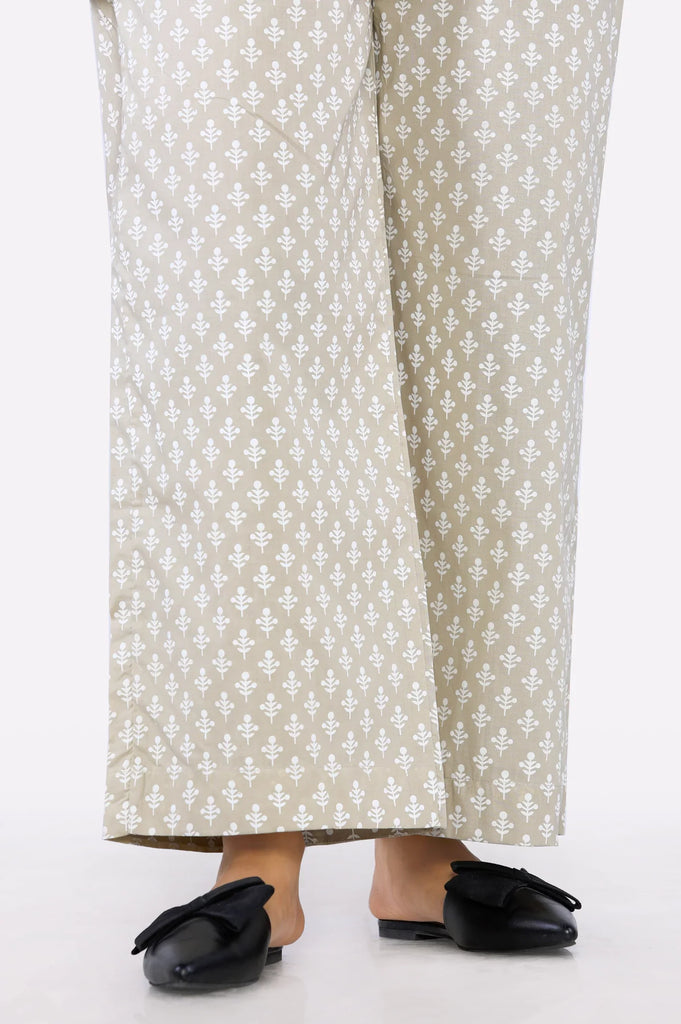 Women Beige Cambric Printed Trouser