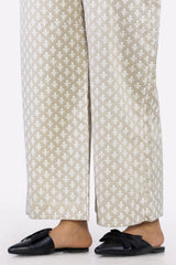 Women Cambric Printed Beige Trouser