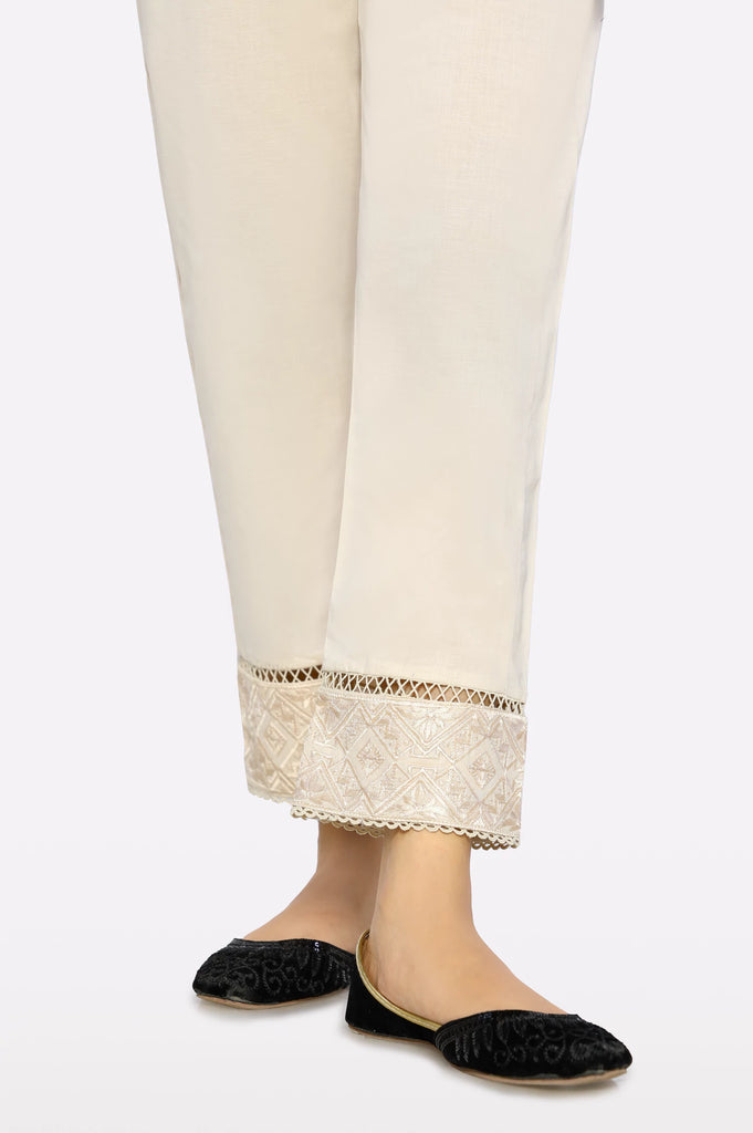 Beige Embroidered Trouser