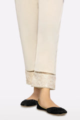 Beige Embroidered Trouser