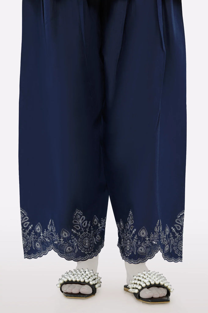 Navy Blue Embroidered Trouser