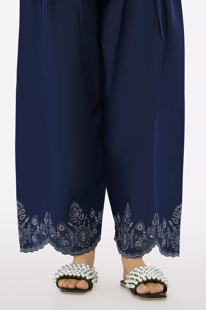 Navy Blue Embroidered Trouser