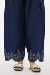 Navy Blue Embroidered Trouser