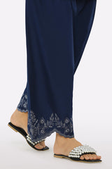 Navy Blue Embroidered Trouser