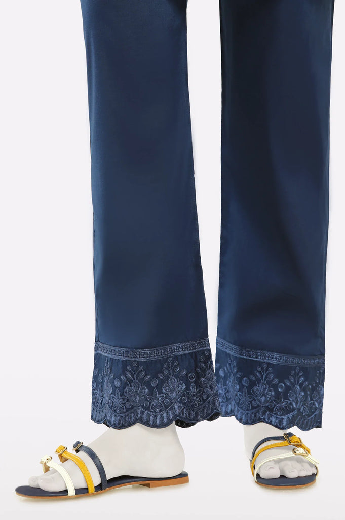 Navy Blue Embroidered Trouser