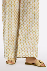 Cream Block Printed Trouser