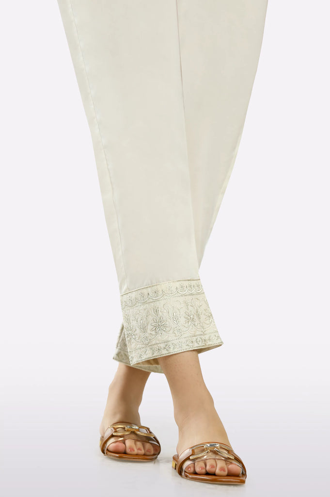 Cream Embroidered Trouser