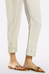 Cream Embroidered Trouser