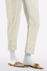 Cream Embroidered Trouser