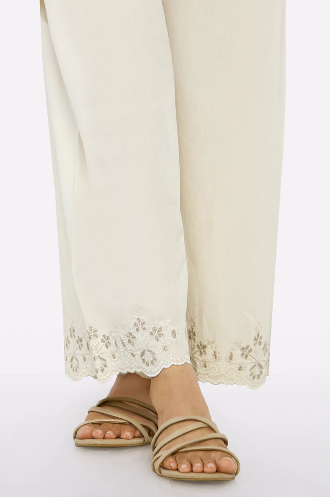 Cream Embroidered Trouser