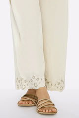 Cream Embroidered Trouser