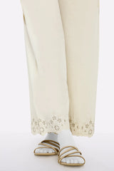 Cream Embroidered Trouser