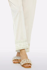 Off White Embroidered Trouser