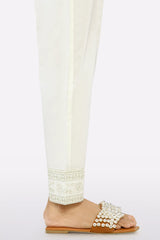 Off White Embroidered Trouser
