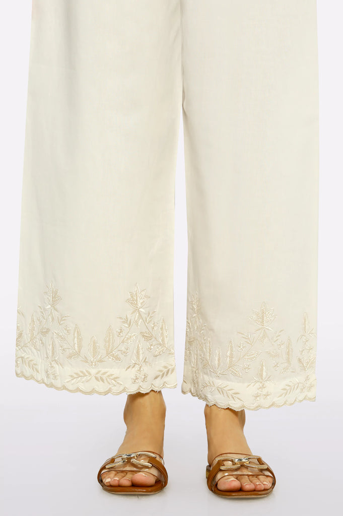 Off White Embroidered Trouser