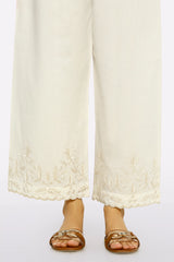 Off White Embroidered Trouser