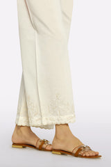 Off White Embroidered Trouser