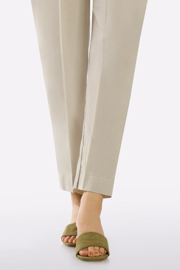 Beige Plain Trouser