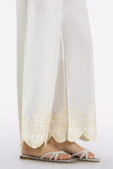 White Embroidered Trouser